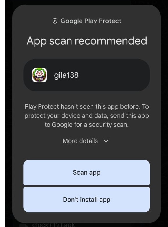 Google Play Protect - App scan recommended